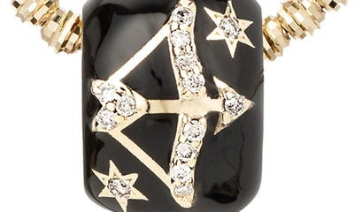 Shop Adina Reyter Diamond Zodiac Pendant Necklace In Yellow Gold / Sagittarius