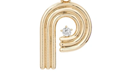 Shop Adina Reyter Two-tone Paper Cip Chain Diamond Initial Pendant Necklace In Yellow Gold - P