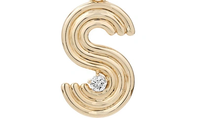 Shop Adina Reyter Two-tone Paper Cip Chain Diamond Initial Pendant Necklace In Yellow Gold - S