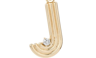 Shop Adina Reyter Two-tone Paper Cip Chain Diamond Initial Pendant Necklace In Yellow Gold - J