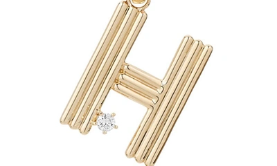 Shop Adina Reyter Two-tone Paper Cip Chain Diamond Initial Pendant Necklace In Yellow Gold - H