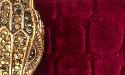 Shop Kurt Geiger Croc Embossed Velvet Belt In Wine/antique Brass