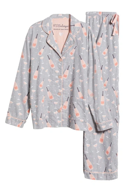 Shop Pj Salvage Cotton Flannel Pajamas In Light Grey