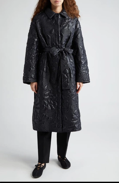 Shop Cecilie Bahnsen Hayeden Floral Quilted Oversized Coat In Black