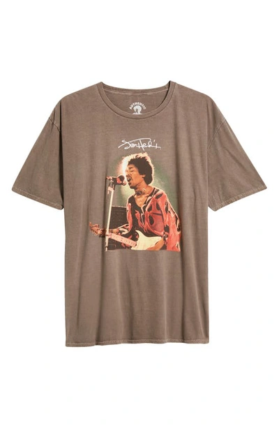 Shop Philcos Jimi Hendrix Cotton Graphic T-shirt In Brown Pigment