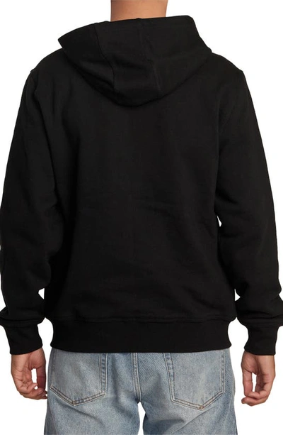 Shop Rvca Chainmail Zip Fleece Hoodie In Black