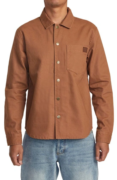 Shop Rvca Chainmail Canvas Overshirt In Rawhide