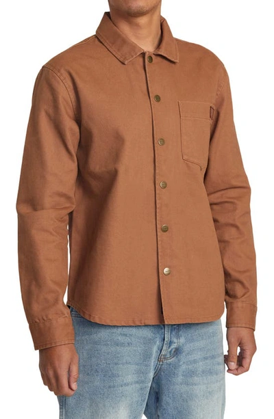 Shop Rvca Chainmail Canvas Overshirt In Rawhide