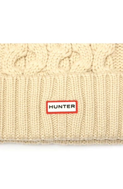Shop Hunter Cable Knit Pompom Beanie In Cast