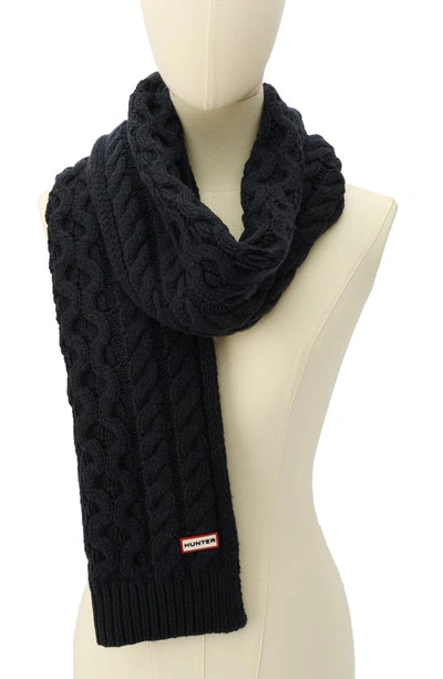 Shop Hunter Cable Knit Scarf In Meadow Navy