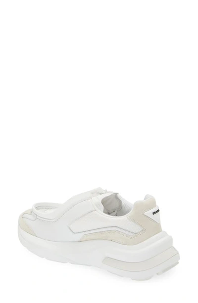 Shop Prada New Mixed Media Sneaker In Bianco