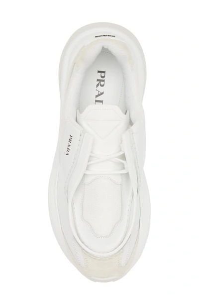 Shop Prada New Mixed Media Sneaker In Bianco