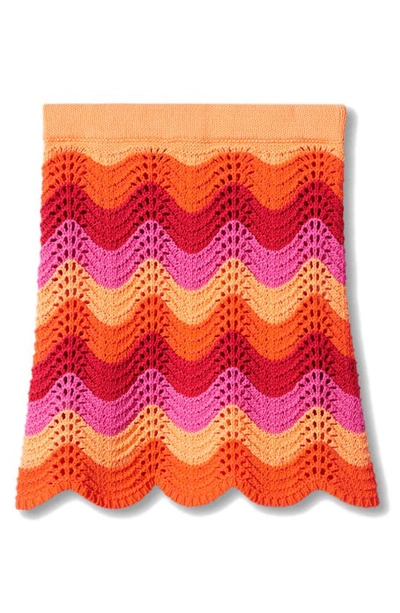 Shop Mango Openwork Sweater Skirt In Orange