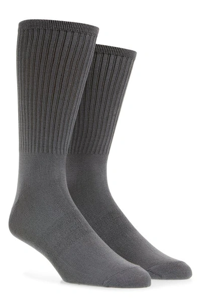 Shop Calvin Klein 2-pack Flex Fit Supersoft Crew Socks In Grey