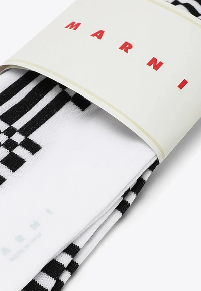 Marni Check-pattern Ankle Socks In White