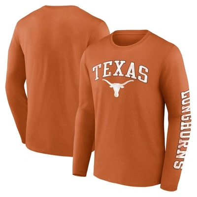 Shop Fanatics Branded Texas Orange Texas Longhorns Distressed Arch Over Logo Long Sleeve T-shirt In Burnt Orange