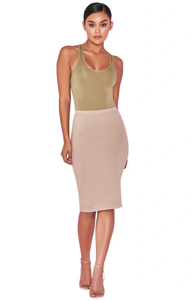Shop House Of Cb Shahla Pencil Skirt In Taupe