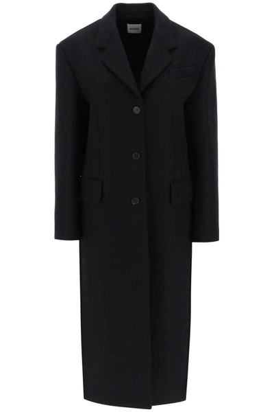 Shop Khaite Bontin Wool-melton Maxi Coat In Black