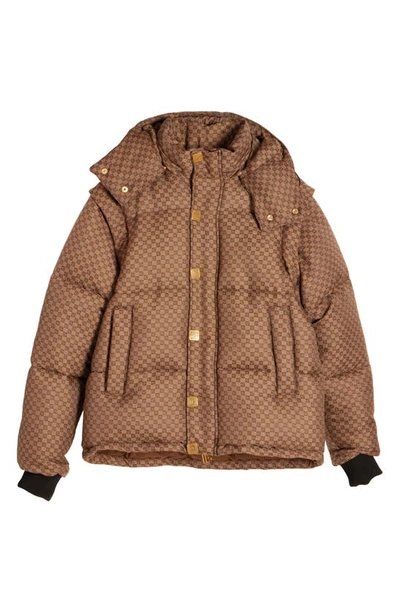 Shop Balmain Mini Monogram Jacquard Convertible Jacket In Brown/ Multi
