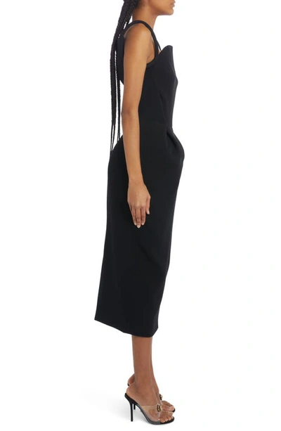 Shop Versace Satin Midi Dress In Black