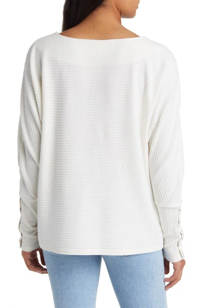 Caslon Snap Cuff Dolman Sleeve Rib Top In Ivory Pristine