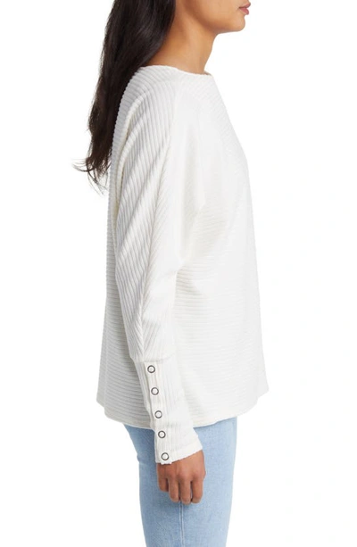 Caslon Snap Cuff Dolman Sleeve Rib Top In Ivory Pristine