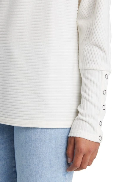 Caslon Snap Cuff Dolman Sleeve Rib Top In Ivory Pristine
