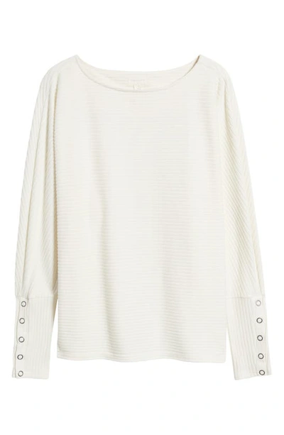 Caslon Snap Cuff Dolman Sleeve Rib Top In Ivory Pristine