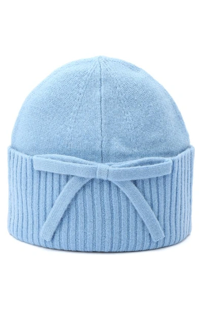 Shop Kate Spade Bow Accent Wool Beanie In Autumn Sky