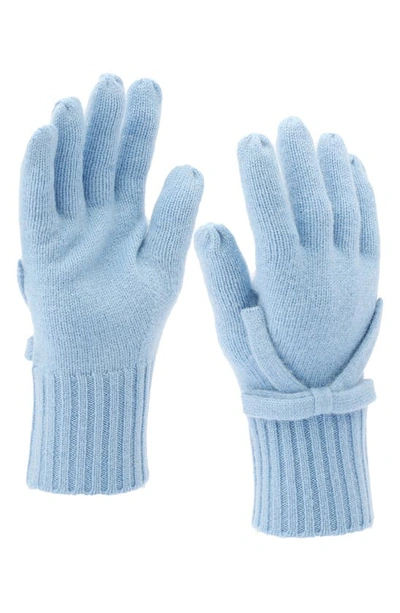 Shop Kate Spade New York Bow Detail Wool Gloves In Autumn Sky