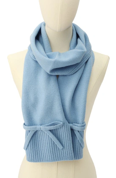 Kate Spade Bow Wool Scarf In Autumn Sky