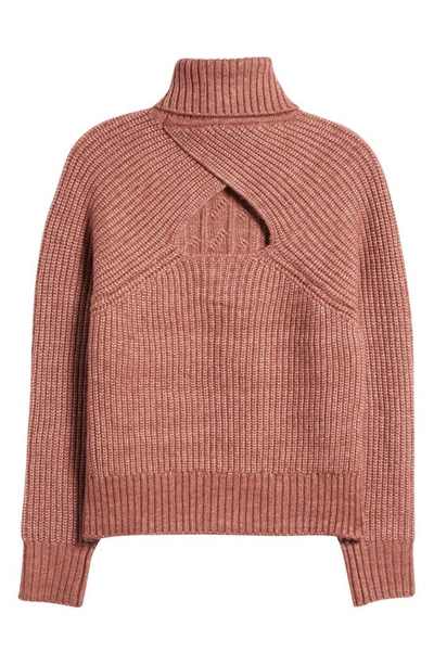 1.state Back Cutout Turtleneck Sweater In Terra Earth Brown
