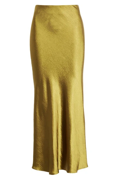 Open Edit Satin Column Maxi Skirt In Olive Avocado