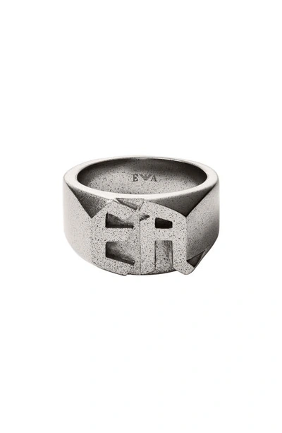 Shop Emporio Armani Stainless Steel Logo Ring In Silver