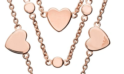Shop Emporio Armani Heart Layered Necklace In Copper