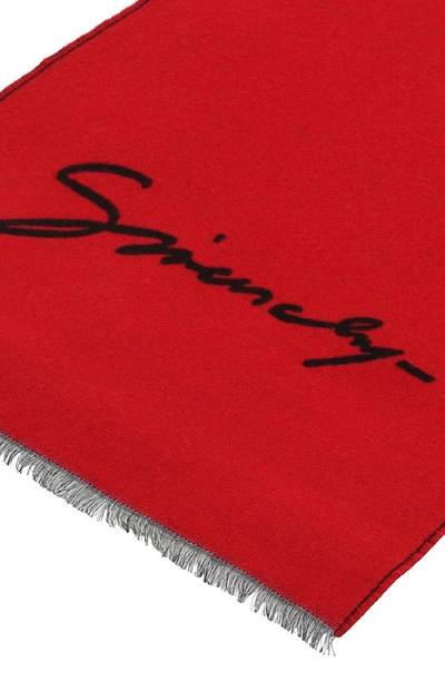 Shop Givenchy Logo Wool & Cashmere Scarf In Black Red