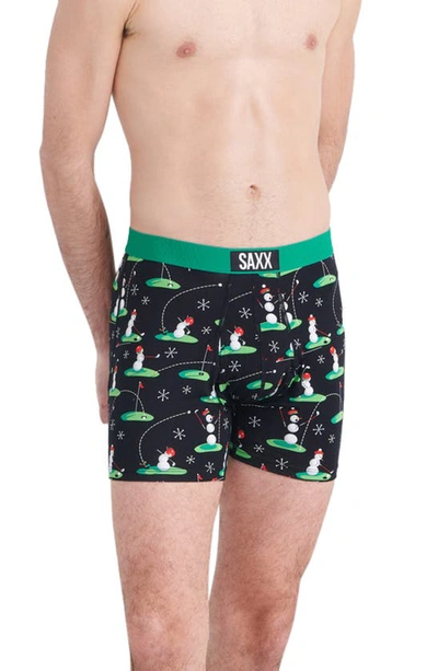 Shop Saxx Ultra Supersoft Relaxed Fit Performance Boxer Briefs In 18 Ho Ho Holes- Black