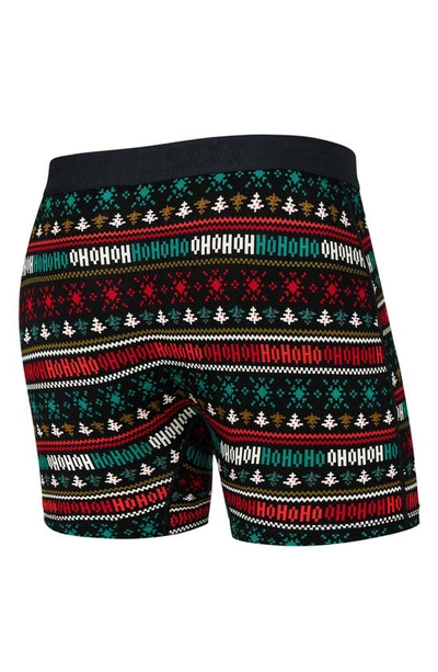 Shop Saxx Ultra Supersoft Relaxed Fit Performance Boxer Briefs In Holiday Sweater- Black