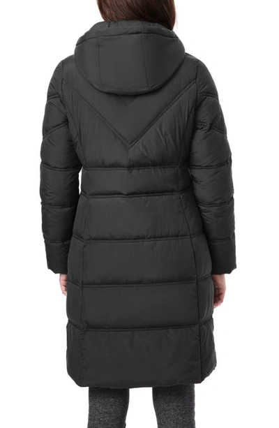 Shop Bernardo Walker Double Stitch Recycled Polyester Puffer Coat With Removable Bib In Black