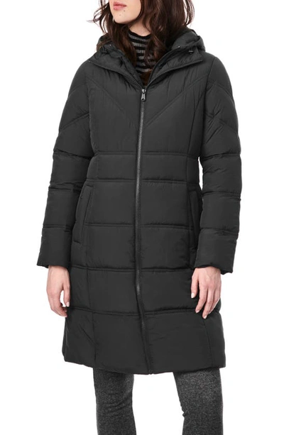 Shop Bernardo Walker Double Stitch Recycled Polyester Puffer Coat With Removable Bib In Black