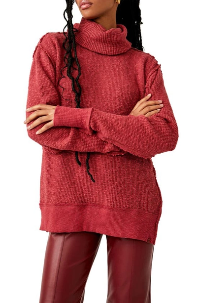 Shop Free People Tommy Oversize Turtleneck Sweater In Blended Berry