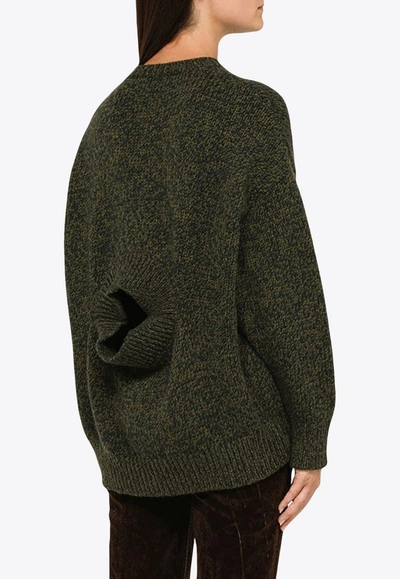 Loewe Convertible Crewneck Wool Sweater In Dark Green