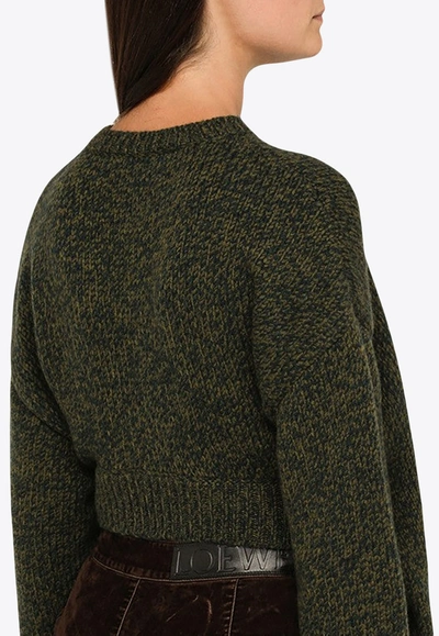 Loewe Convertible Crewneck Wool Sweater In Dark Green