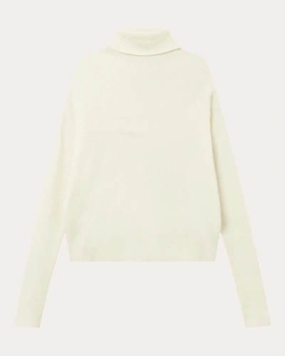 Shop Mark Kenly Domino Tan Women's Krystal Cashmere Turtleneck Sweater In White