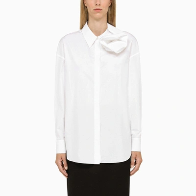 Shop Alexander Mcqueen Draped Orchid Detail Shirt In White