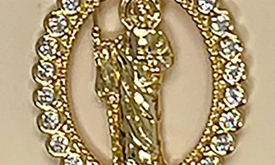 Shop Enchante Cubic Zirconia Cross Stud Earrings & Mother Mary Pendant Necklace Set In Gold