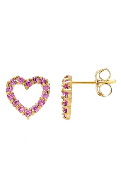 Shop A & M Cz Heart Shape Stud Earrings In Pink