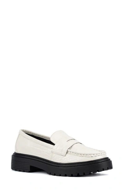 Shop Fashion To Figure Ilissa Croc Embossed Lug Sole Loafer In Bone Croc