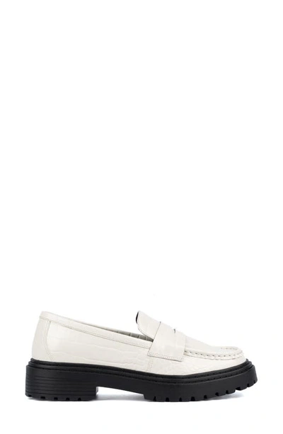 Shop Fashion To Figure Ilissa Croc Embossed Lug Sole Loafer In Bone Croc