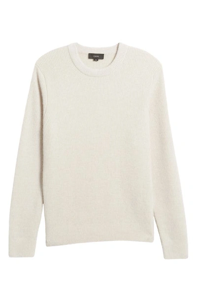 Shop Vince Boiled Cashmere Crewneck Sweater In Heather White Combo